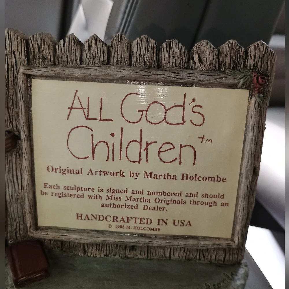 All God's Children Display Sign Girl by Garden Gate Martha Holcombe 1988 #93